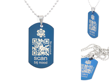 sos dogtag azuur blauw groot (112a)